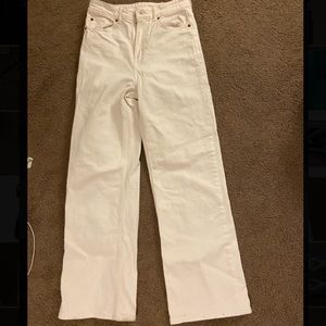 h&m wide leg white jeans